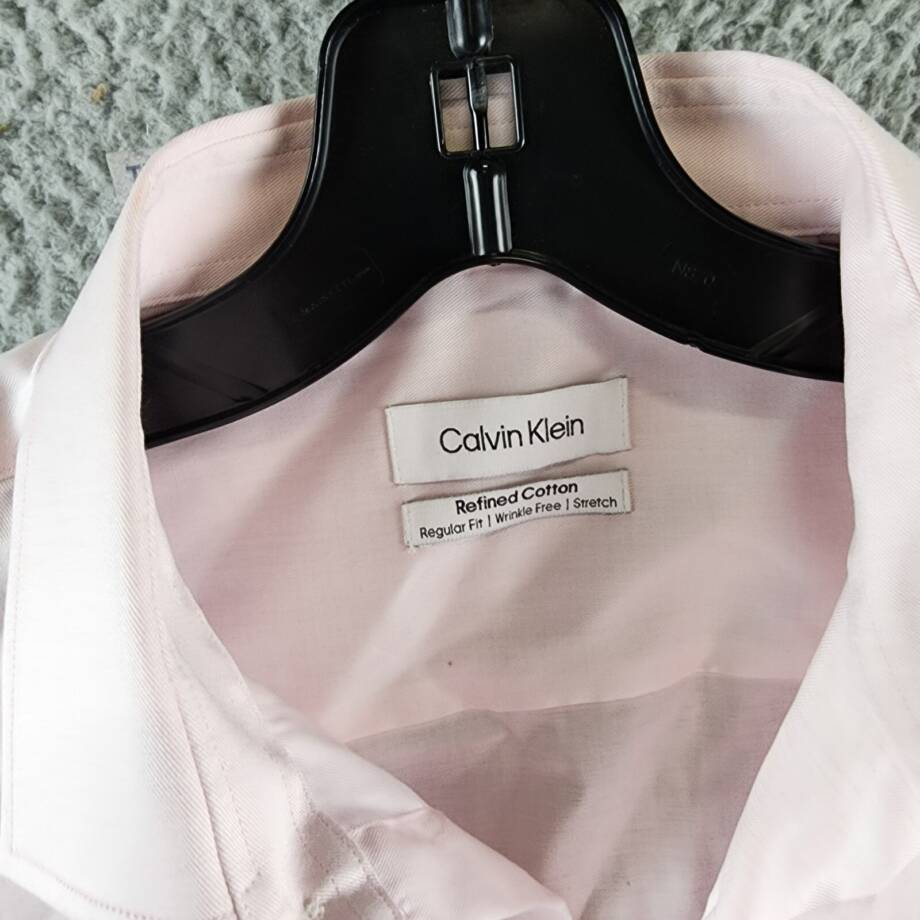 Calvin Klein Refined Cotton Stretch Regular Fit Dress Shirt Men's M 15.5 34/35