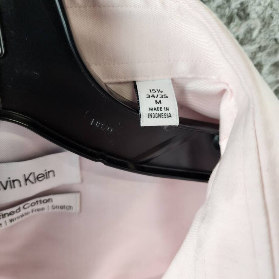 Calvin Klein Refined Cotton Stretch Regular Fit Dress Shirt Men's M 15.5 34/35