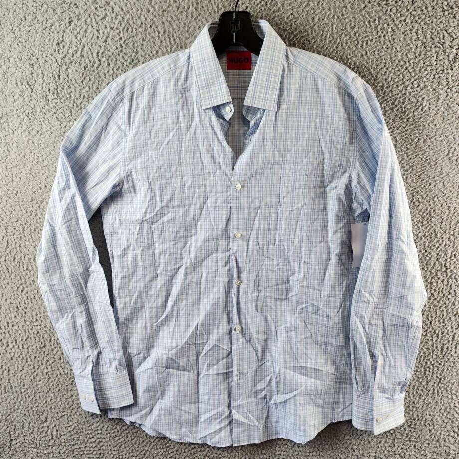 HUGO by Hugo Boss Kenno Slim-Fit Dress Shirt Men's 15.5US Green Check