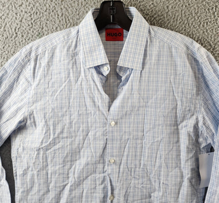 HUGO by Hugo Boss Kenno Slim-Fit Dress Shirt Men's 15.5US Green Check