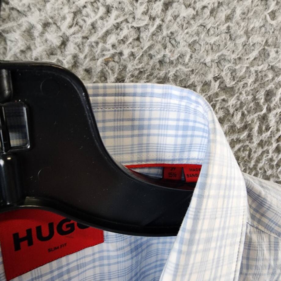 HUGO by Hugo Boss Kenno Slim-Fit Dress Shirt Men's 15.5US Green Check