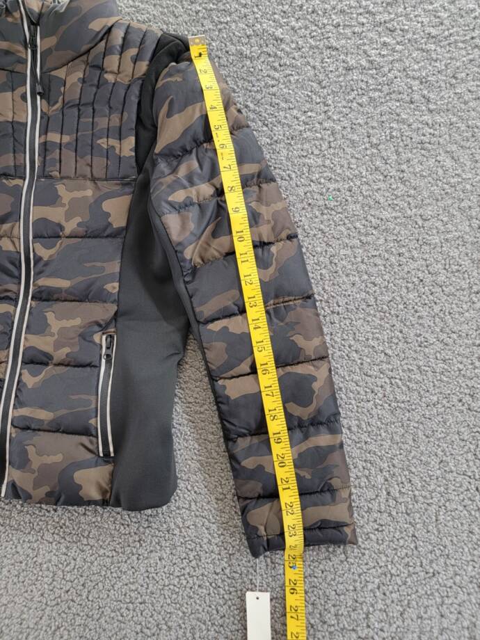 AQUA Lightweight Puffer Jacket Women's S Camo Multi High Neck Full Zip Closure