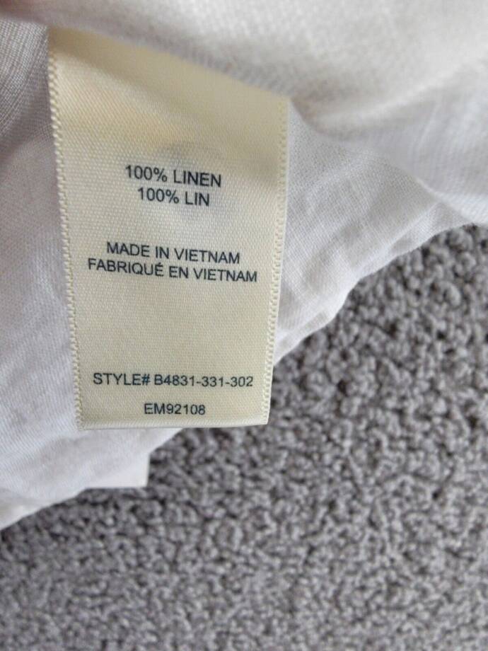 Bella Dahl Square Neck Tank Top Women's M White Solid Linen Back Button Closure