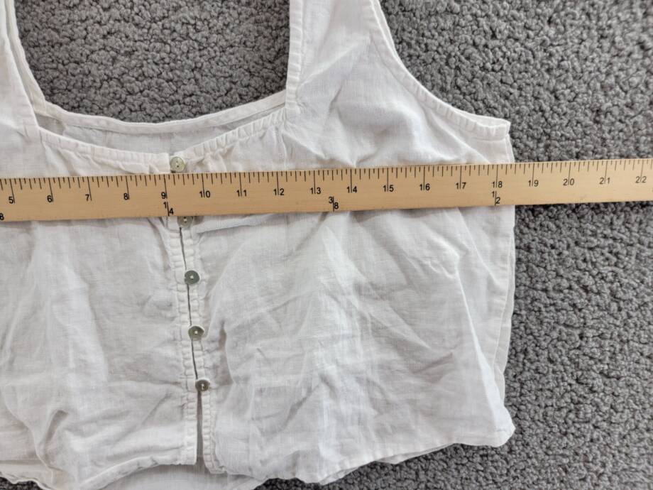 Bella Dahl Square Neck Tank Top Women's M White Solid Linen Back Button Closure