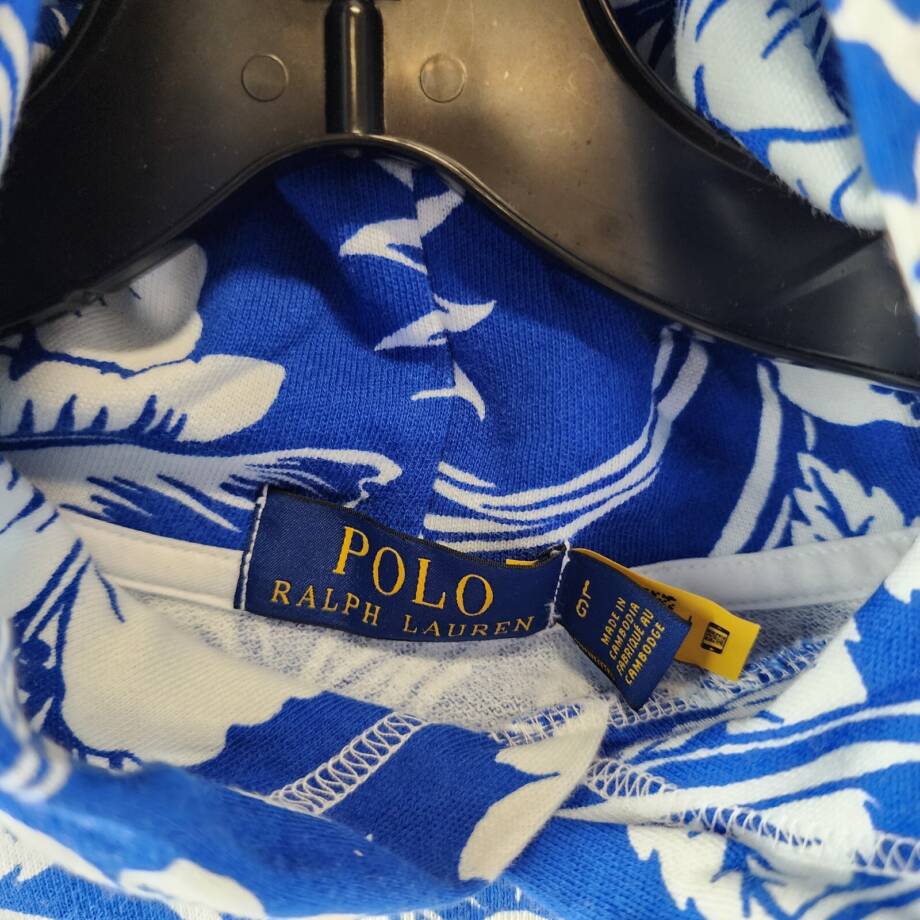 Polo Ralph Lauren Tropical Floral Spa Terry Hoodie Men's L Blue/White Pullover