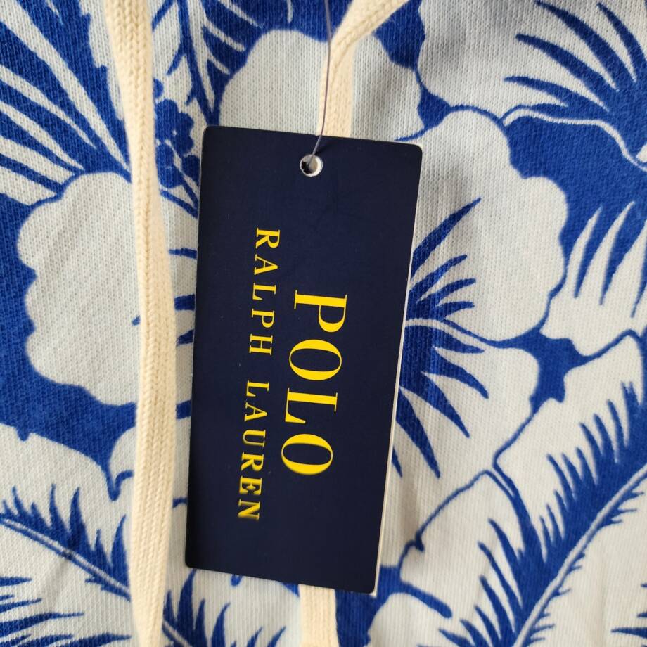 Polo Ralph Lauren Tropical Floral Spa Terry Hoodie Men's L Blue/White Pullover