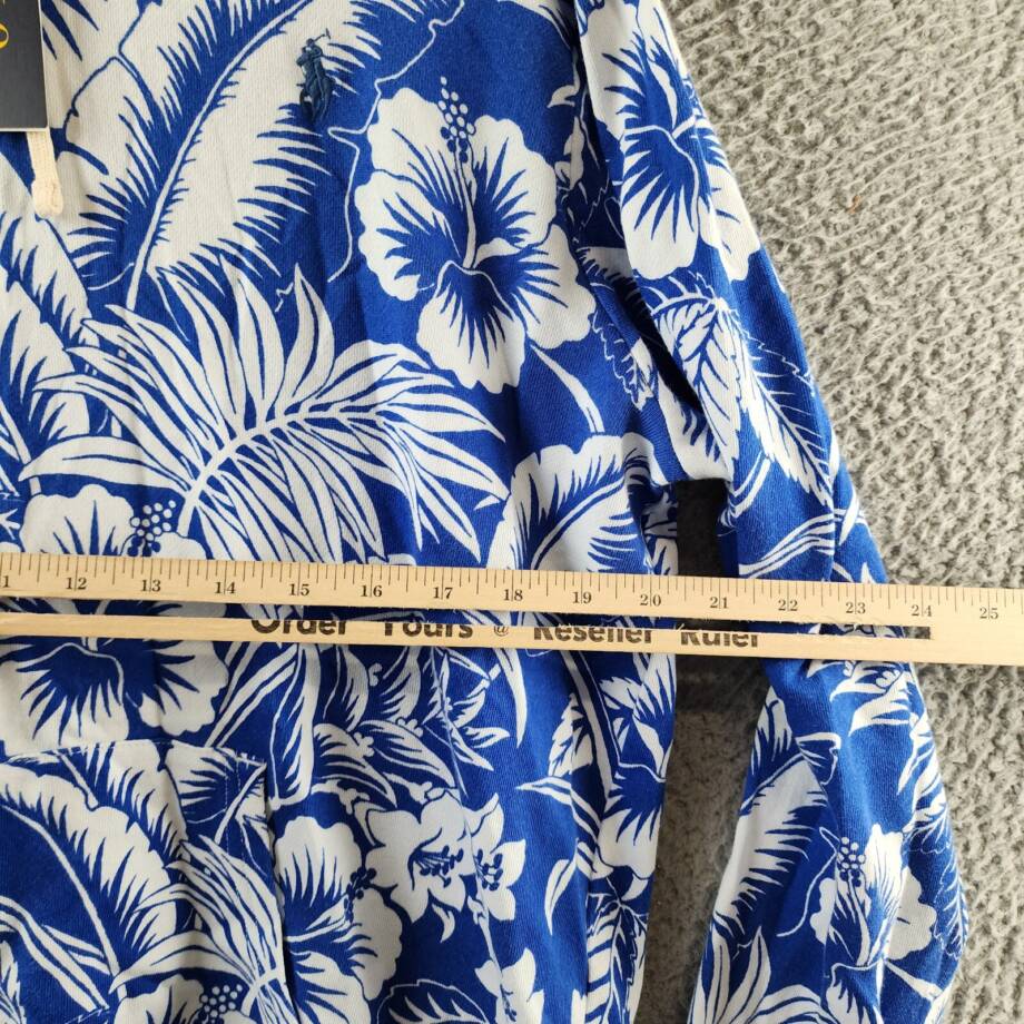 Polo Ralph Lauren Tropical Floral Spa Terry Hoodie Men's L Blue/White Pullover