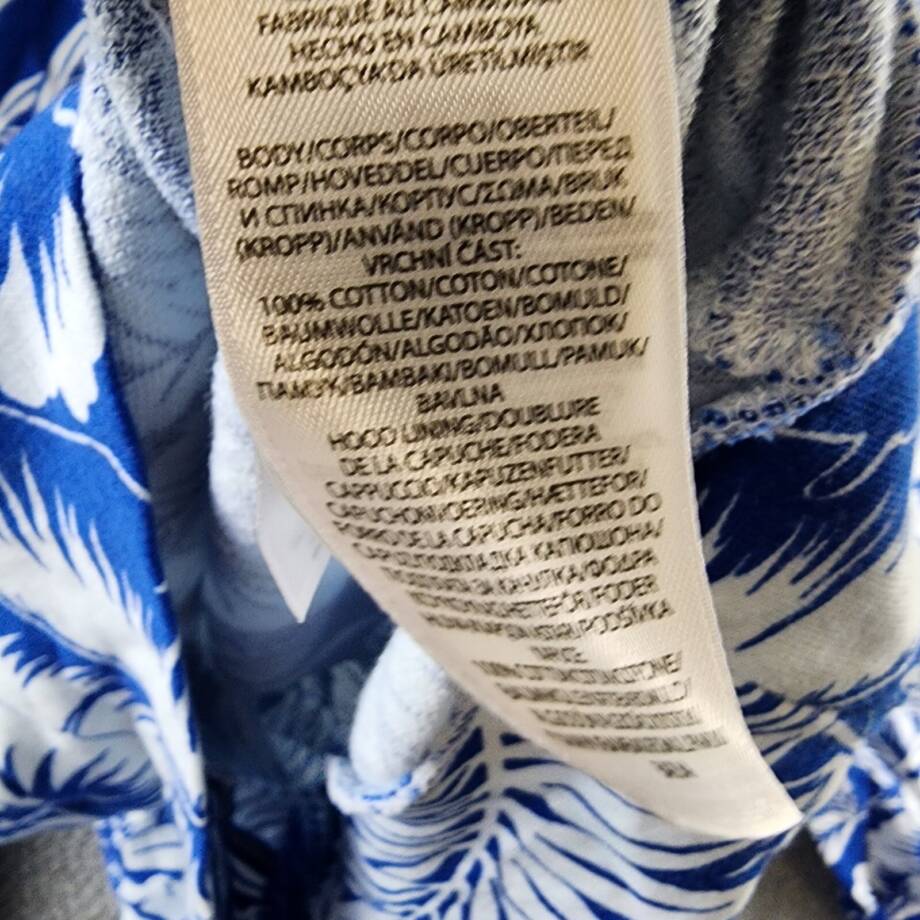 Polo Ralph Lauren Tropical Floral Spa Terry Hoodie Men's L Blue/White Pullover