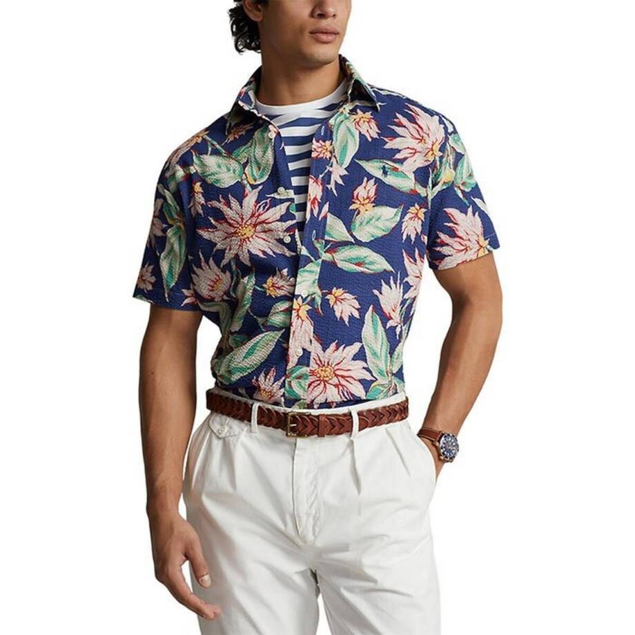 Polo Ralph Lauren Classic Fit Floral Seersucker Shirt Men's Small Multicolor