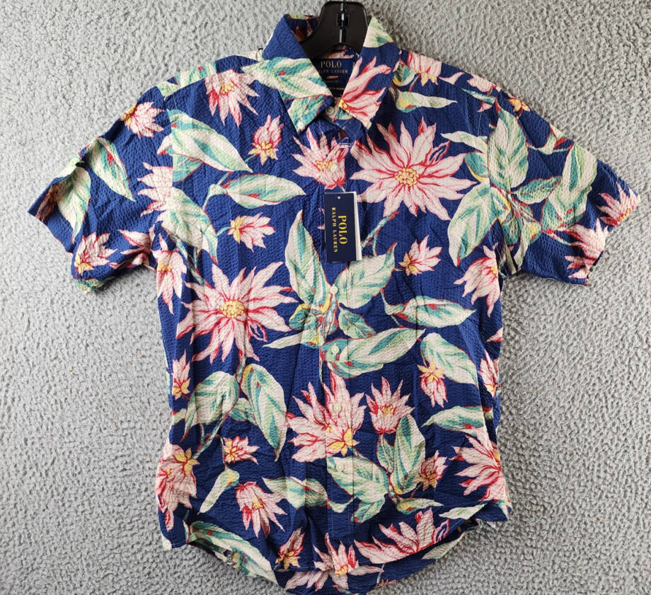 Polo Ralph Lauren Classic Fit Floral Seersucker Shirt Men's Small Multicolor