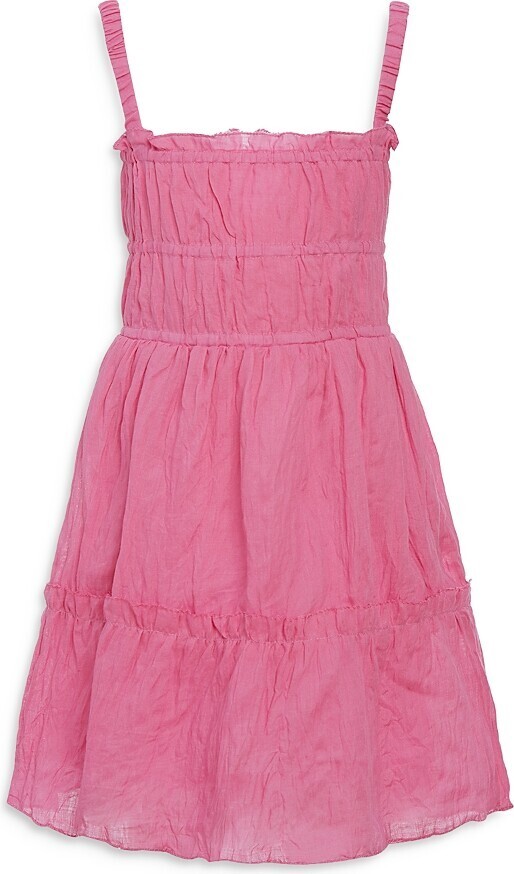 Sea Cole Smocked Sleeveless Dress Big Girls 10Y Pink Back Zip Closure