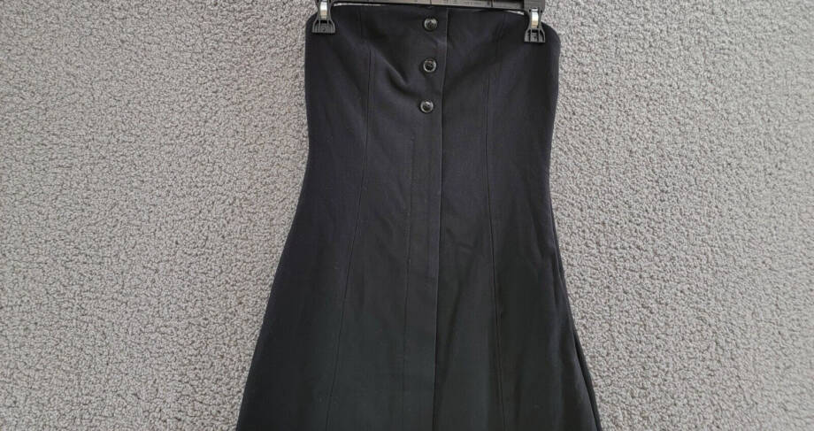 FORE Bead Trim Strapless Sheath Dress Women's S Black Bandeau Neck Side Zipped