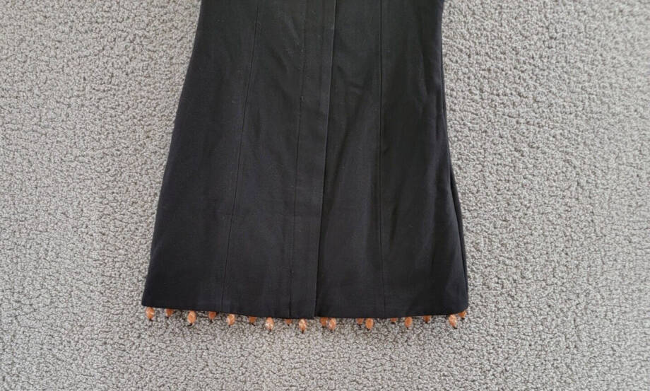 FORE Bead Trim Strapless Sheath Dress Women's S Black Bandeau Neck Side Zipped