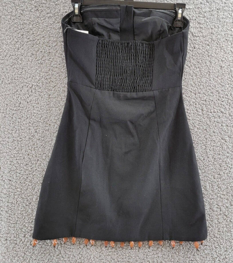 FORE Bead Trim Strapless Sheath Dress Women's S Black Bandeau Neck Side Zipped