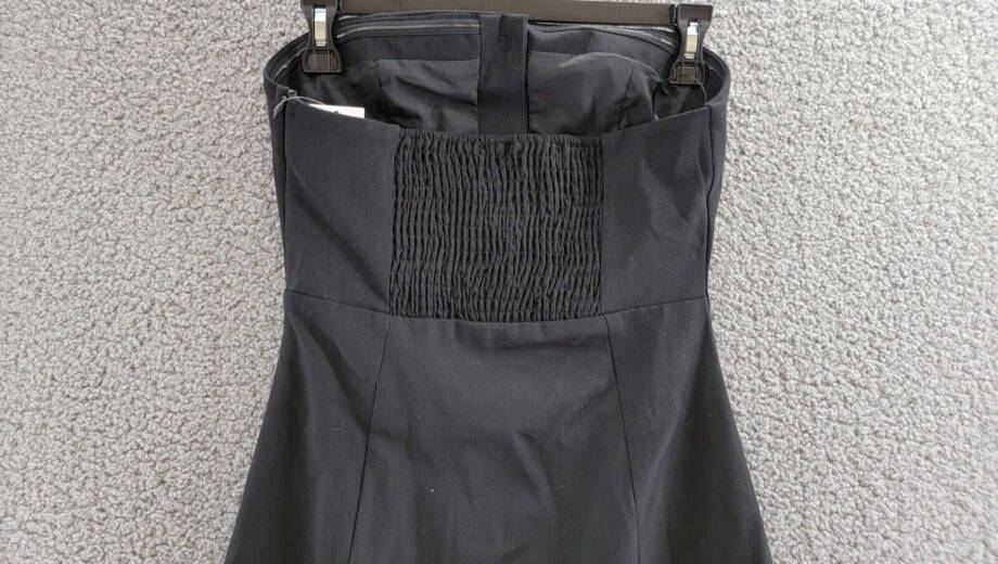 FORE Bead Trim Strapless Sheath Dress Women's S Black Bandeau Neck Side Zipped