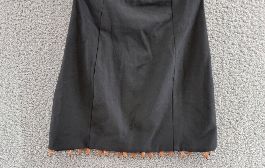 FORE Bead Trim Strapless Sheath Dress Women's S Black Bandeau Neck Side Zipped