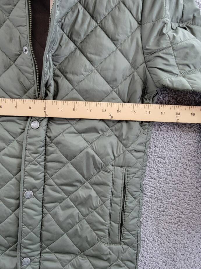 Peter Millar Suffolk Quilted Youth Jacket Boys M Olive Stand Collar Zip Snap L/S