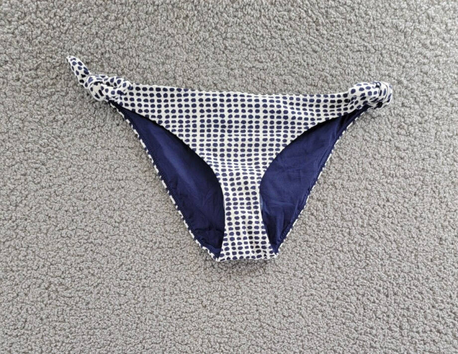 lemlem Lucy Side-Tie Bikini Bottoms Women's S Sisay Blue/White Low Rise Dotted