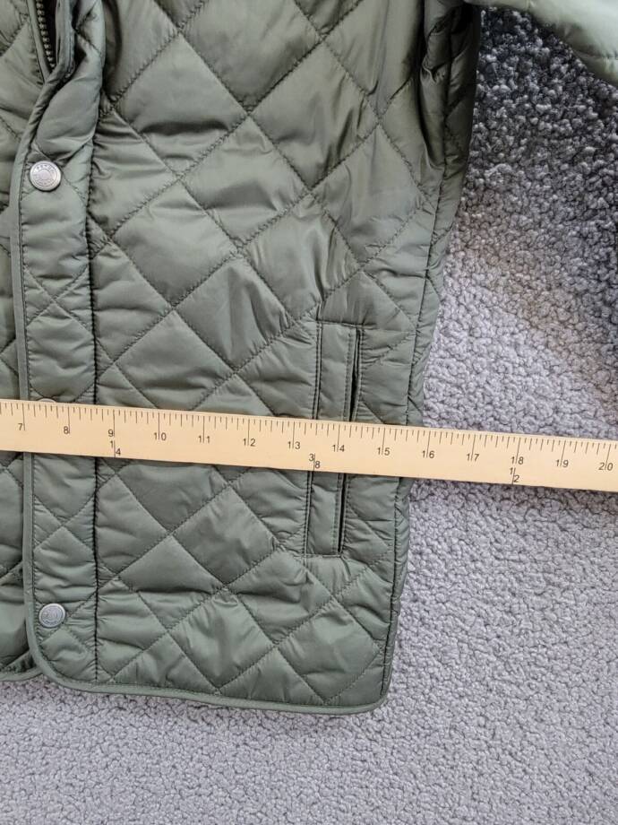 Peter Millar Suffolk Quilted Youth Jacket Boys M Olive Stand Collar Zip Snap L/S