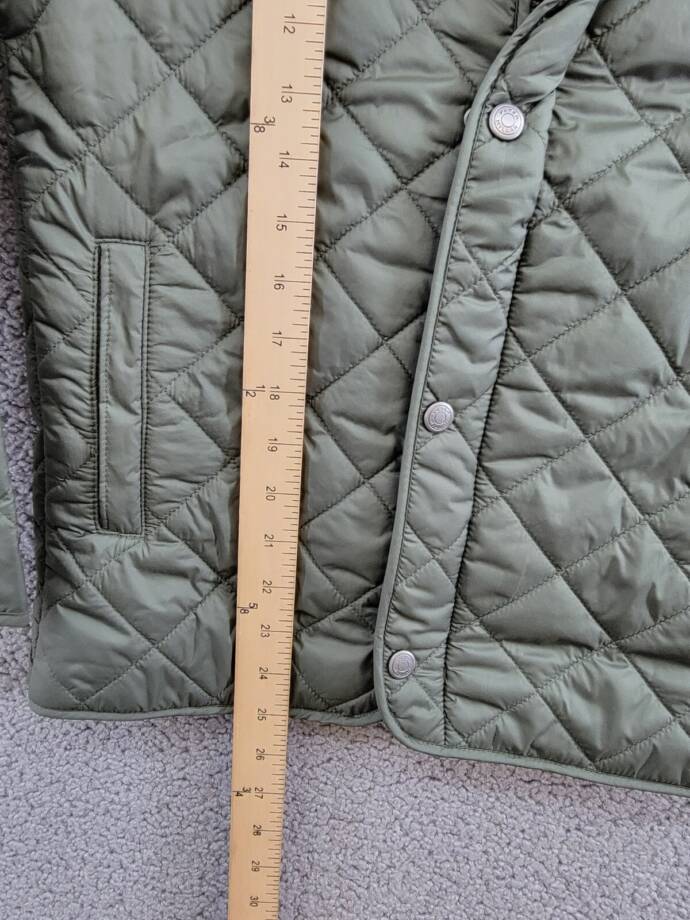 Peter Millar Suffolk Quilted Youth Jacket Boys M Olive Stand Collar Zip Snap L/S