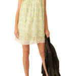 Free People Shea Printed Mini Dress Women's S Undersea Combo Button Back Closure