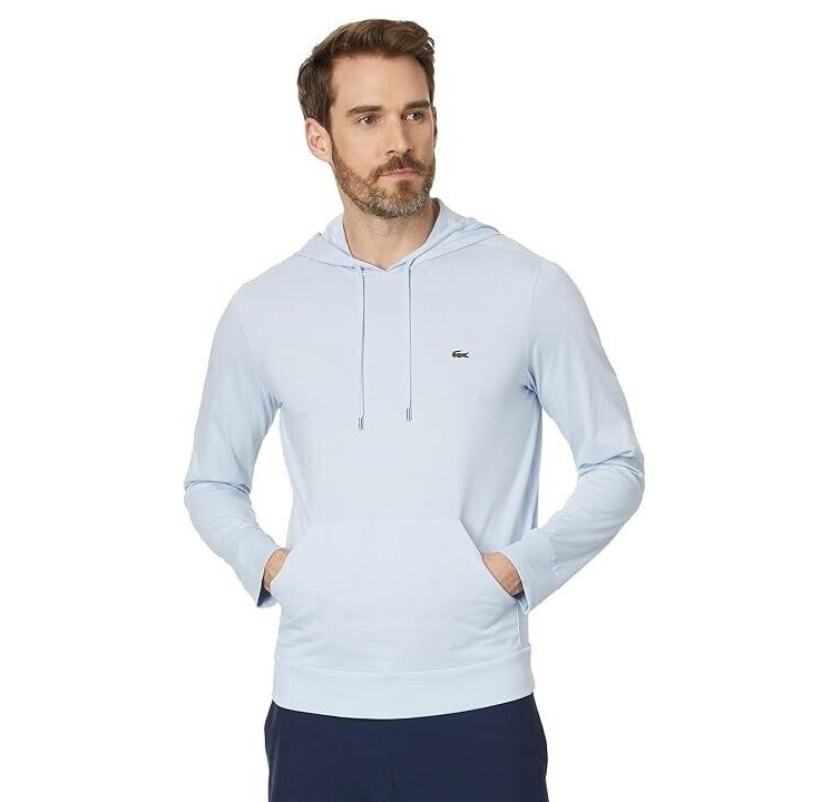 Lacoste Regular Fit Tee Shirt with Hood and Drawstring Men's 3XL Light Blue