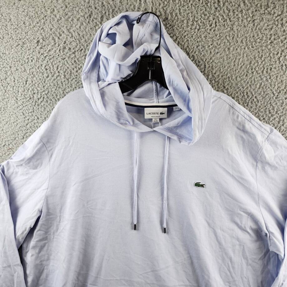 Lacoste Regular Fit Tee Shirt with Hood and Drawstring Men's 3XL Light Blue