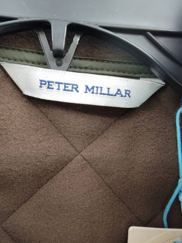 Peter Millar Suffolk Quilted Youth Jacket Boys M Olive Stand Collar Zip Snap L/S