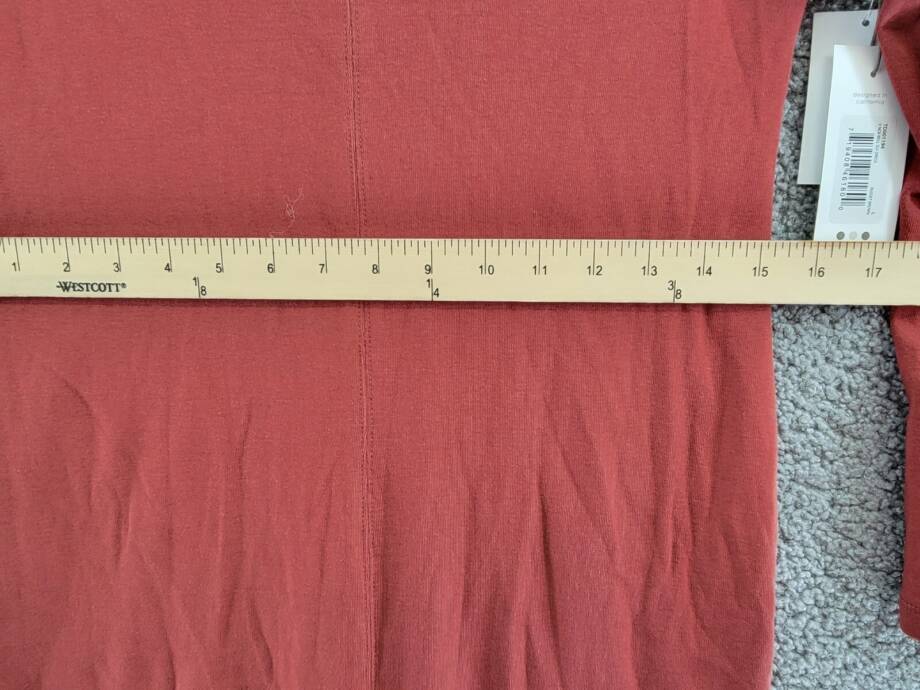 Three Dots Bell Sleeve Dress Women's L Russet Brown Back Slit V-Neck Pullover~