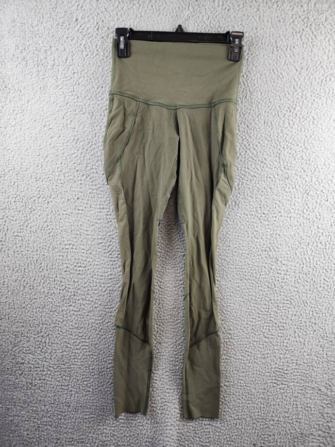Lululemon High Waisted Mesh Leggings Women's Army Green Pull On