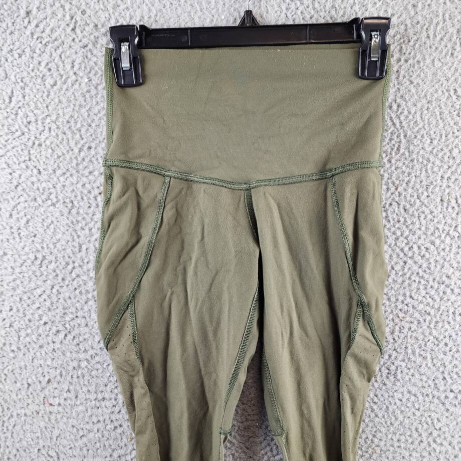 Lululemon High Waisted Mesh Leggings Women's Army Green Pull On