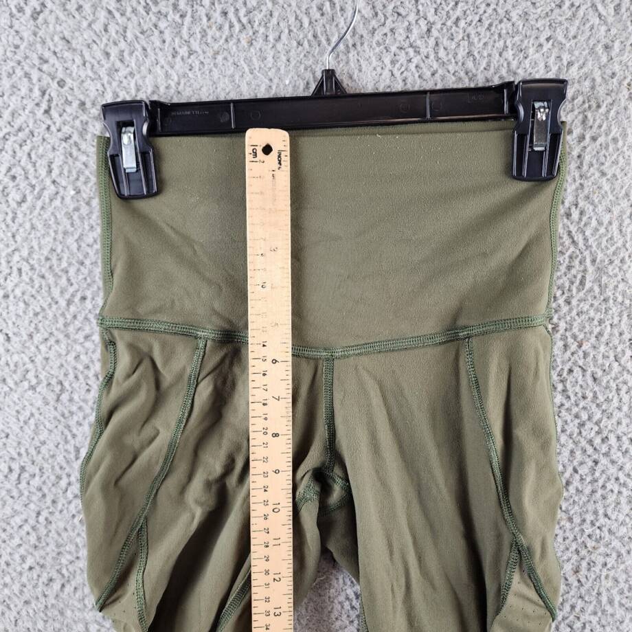 Lululemon High Waisted Mesh Leggings Women's Army Green Pull On