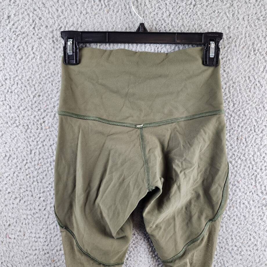 Lululemon High Waisted Mesh Leggings Women's Army Green Pull On
