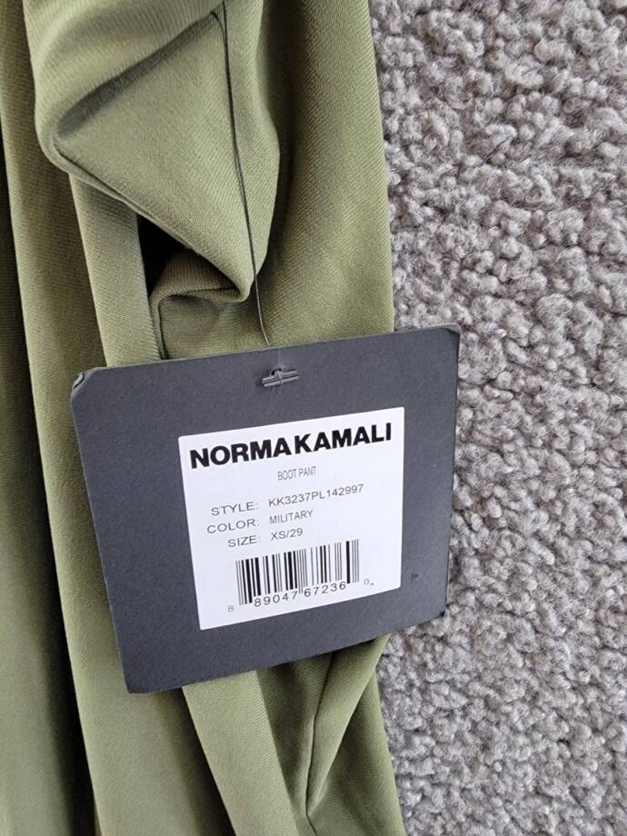 Norma Kamali Bootcut Pants Women's XS Military Wide Waistband Pull-On Style +