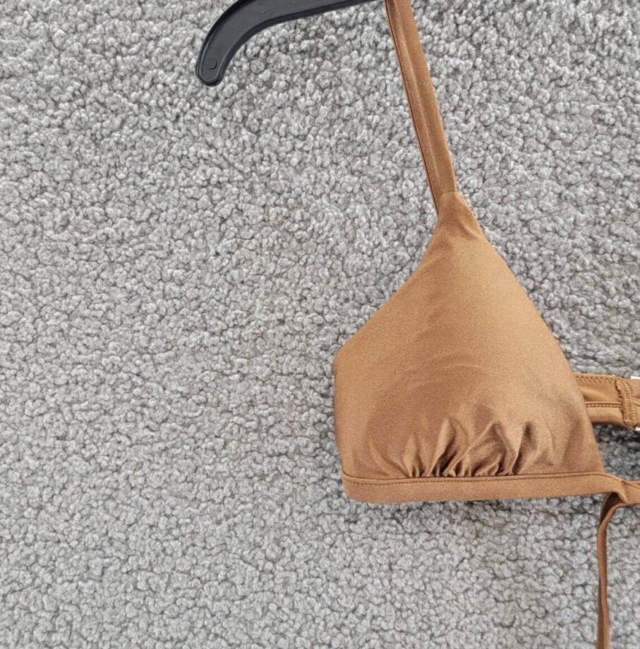 Simkhai Harlen Tie Front Bikini Top Women's XS Bronze Solid Back Clasp Closure