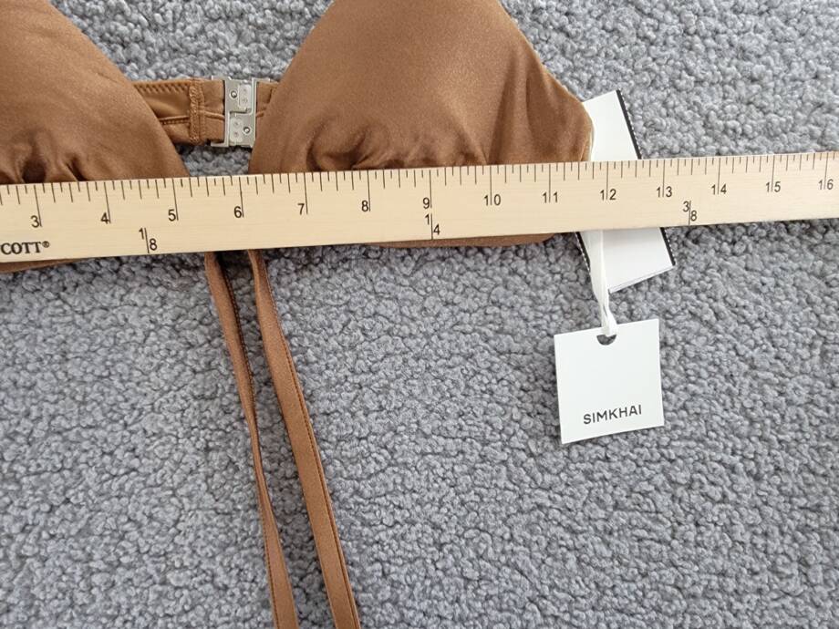 Simkhai Harlen Tie Front Bikini Top Women's XS Bronze Solid Back Clasp Closure