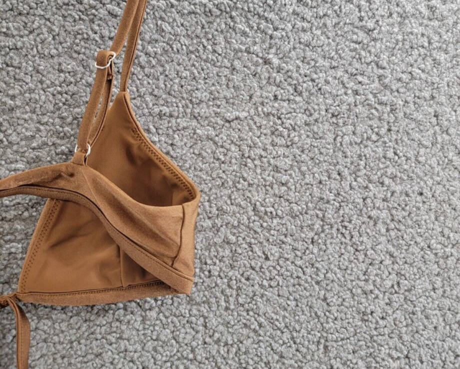 Simkhai Harlen Tie Front Bikini Top Women's XS Bronze Solid Back Clasp Closure