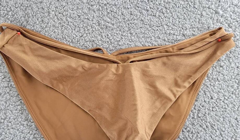 Simkhai Emmalynn Strappy Bikini Bottom Women's L Bronze Elastic Waist Pull On