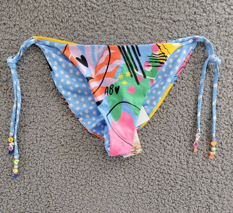 Agua Bendita Lolita Joo Bah Bikini Bottoms Women's XL Multi Ruched Back Side Tie