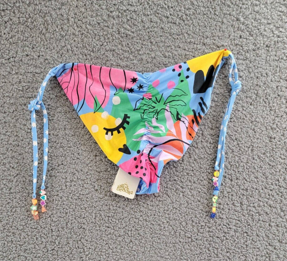 Agua Bendita Lolita Joo Bah Bikini Bottoms Women's XL Multi Ruched Back Side Tie