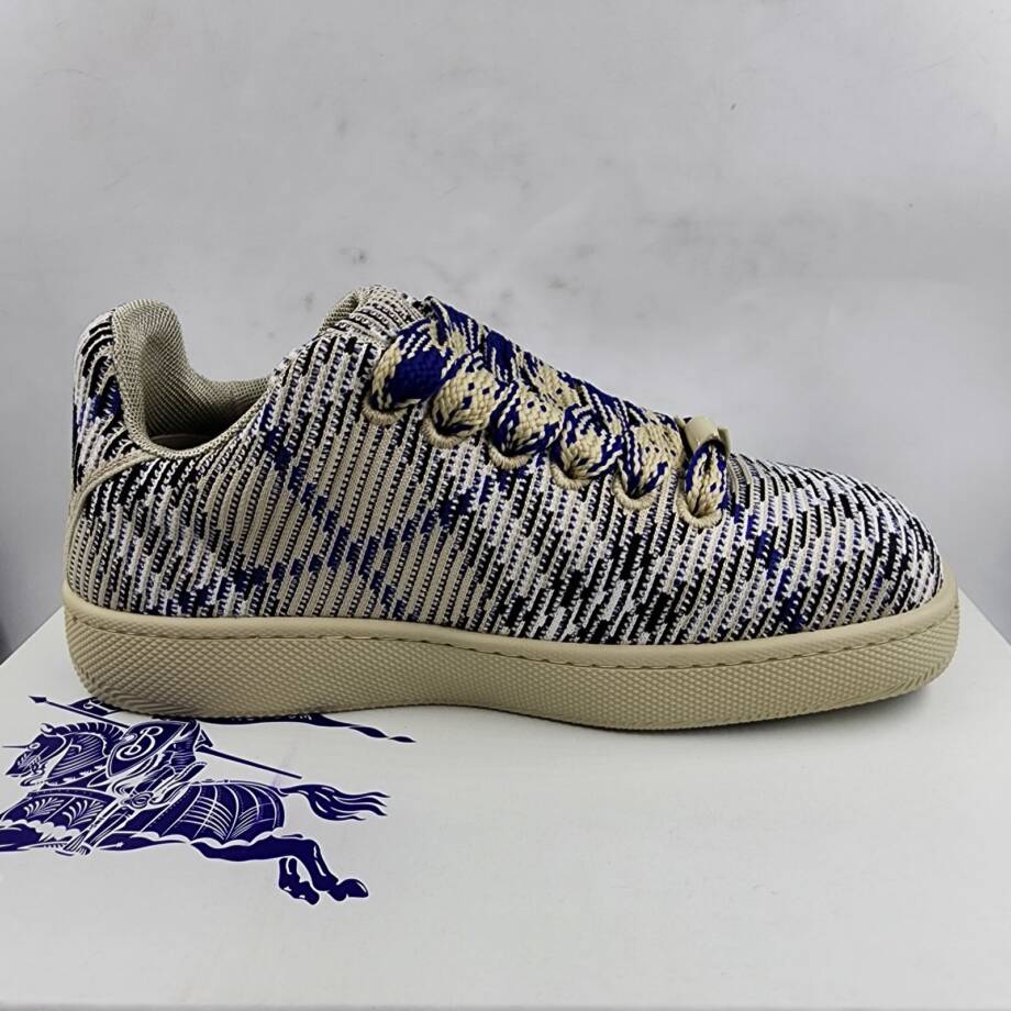 Burberry Check Knit Box Sneakers Men's 43.5/10.5 US Lichen Multi Lace Up Closure