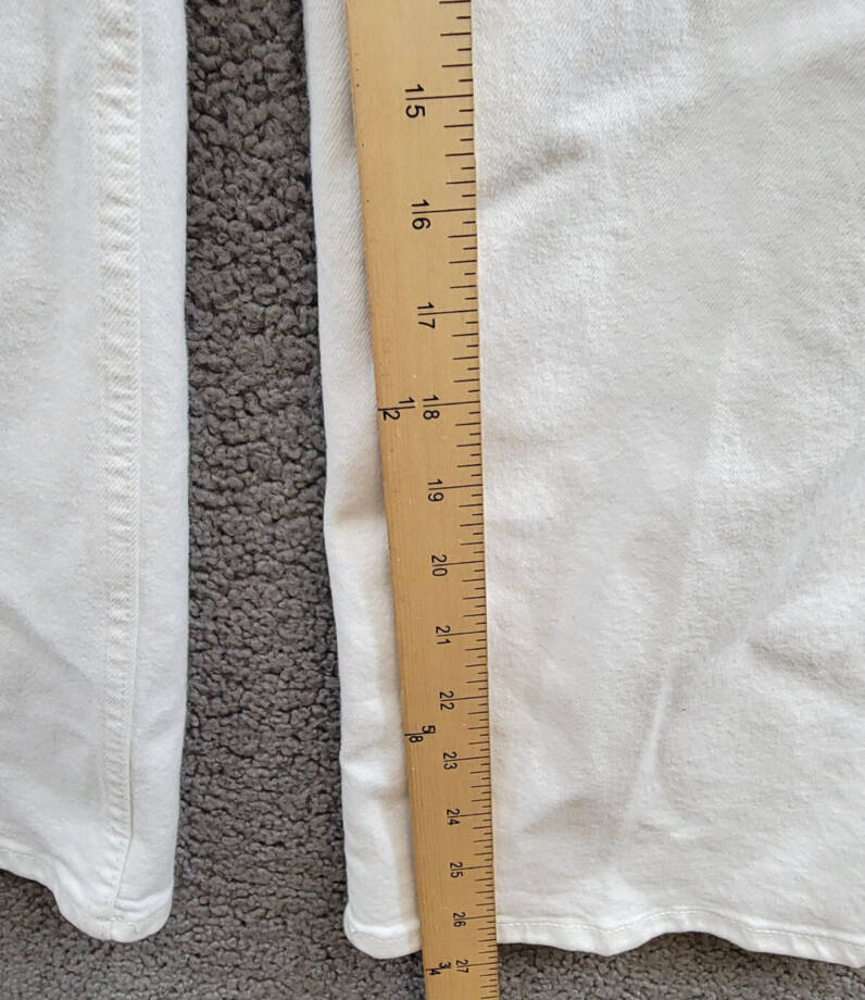 Re/Done Mid Rise Crop Wide Leg Jeans Women's 23 White Belt Loops Button Closure~