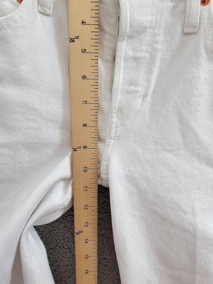 Re/Done Mid Rise Crop Wide Leg Jeans Women's 23 White Belt Loops Button Closure~