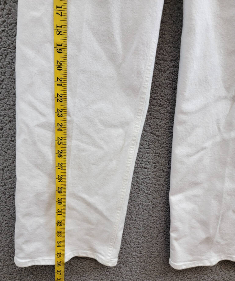 Re/Done Mid Rise Crop Wide Leg Jeans Women's 23 White Belt Loops Button Closure~