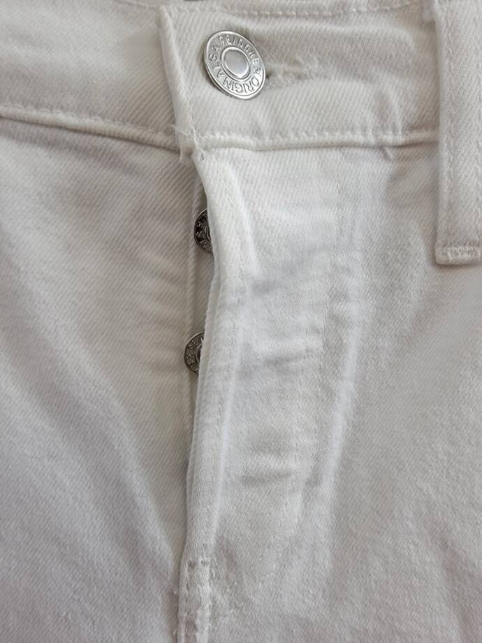 Re/Done Mid Rise Crop Wide Leg Jeans Women's 23 White Belt Loops Button Closure~