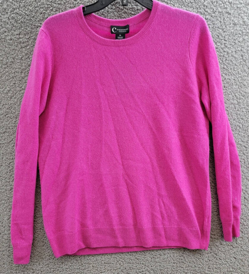 C by Bloomingdale's Cashmere Crewneck Sweater Women's XL Cherry Blossom Pullover