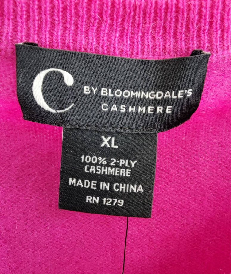 C by Bloomingdale's Cashmere Crewneck Sweater Women's XL Cherry Blossom Pullover