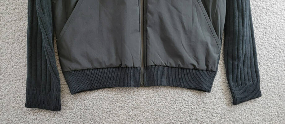 BASS OUTDOOR Mixed Media Zip-Front Hooded Sweater Jacket Men's M Black Pockets