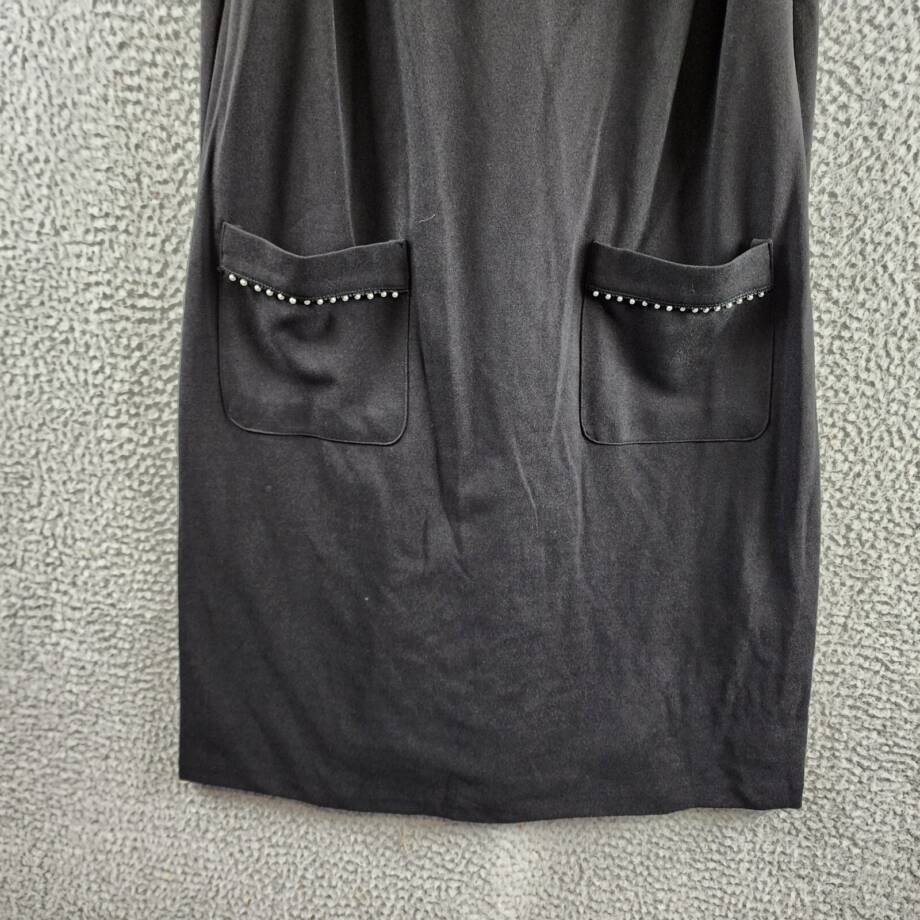 Julia Jordan Imitation Pearl Trim Stretch Jacquard Shift Dress Women's 12 Black
