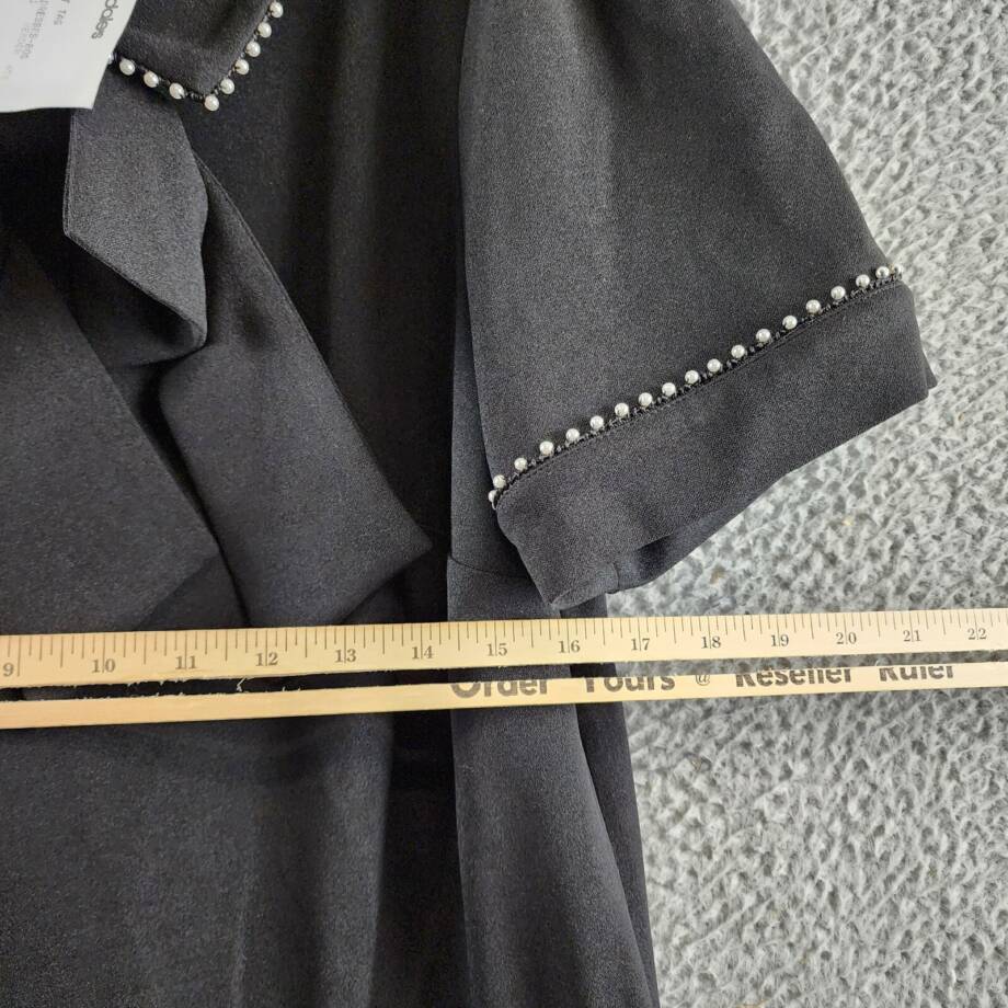 Julia Jordan Imitation Pearl Trim Stretch Jacquard Shift Dress Women's 12 Black